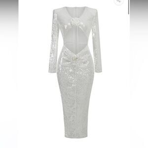 SEQUIN CUT OUT FLOWER MAXI DRESS